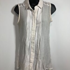 Fever Sheer Sleeveless Button Shirt